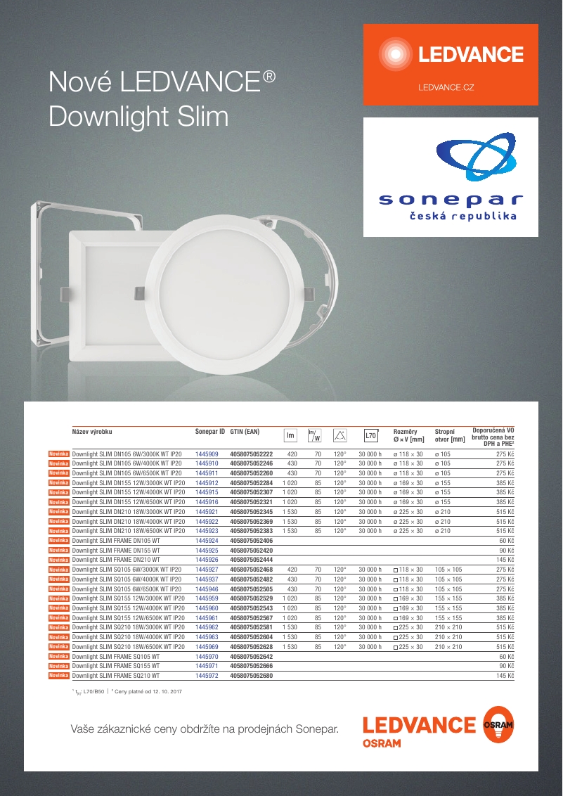 LED svítidla Downlight Slim - Ledvance