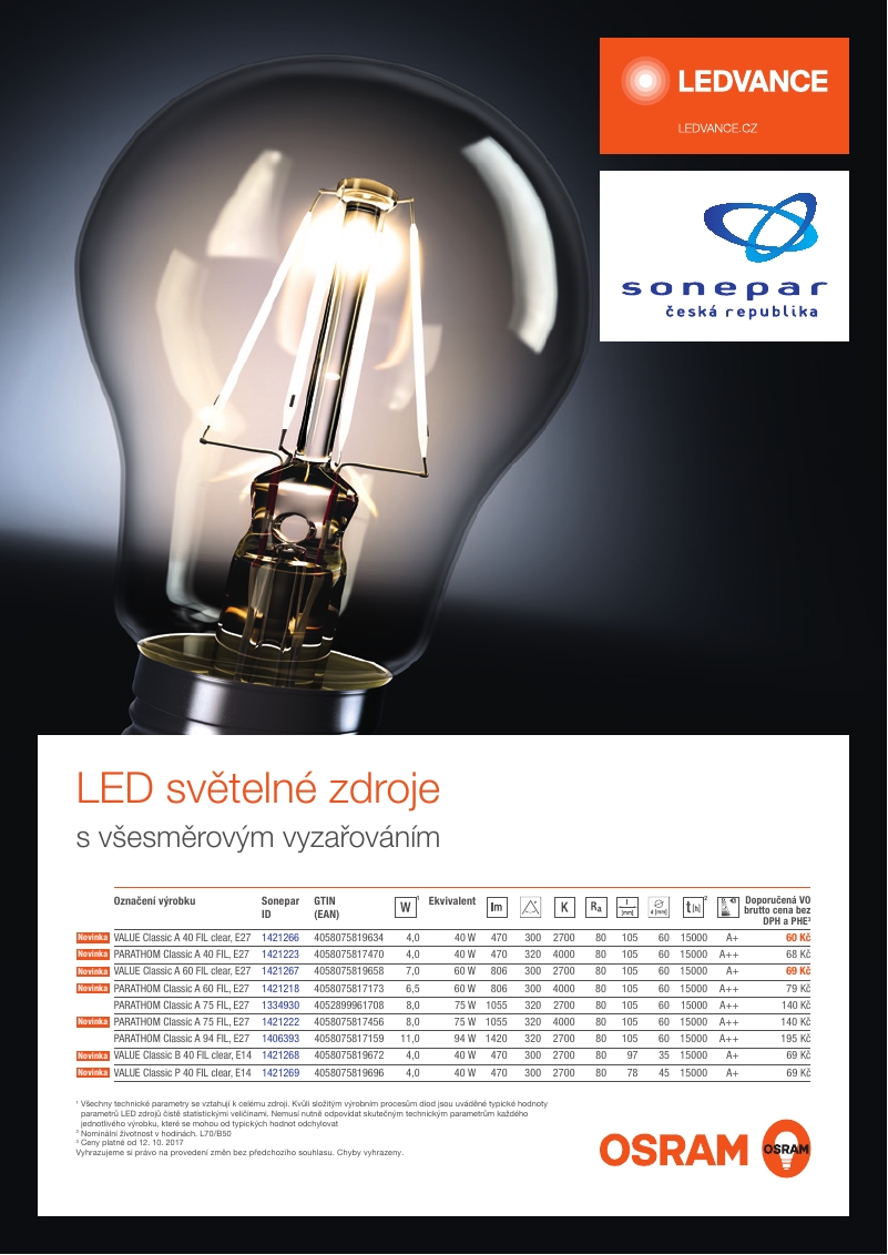 LED zdroje Filamenty - <br>Ledvance