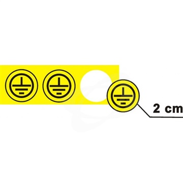 Štítek "Znak uzemnění v kruhu žlutá/černá" (2 cm, aršík 90 ks)
