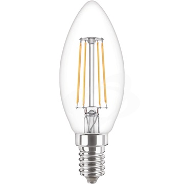 LED žárovka E14 4,3W 2700K 470lm Filament svíčka čirá B35 Philips