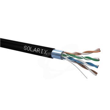 Kabel FTP Cat.5e PE drát venkovní černá 305m/box Solarix