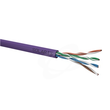 Kabel UTP Cat.5e LSOH drát fialová box 305m bezhalogenní Solarix
