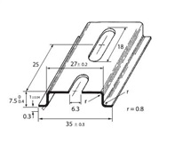 Lišta přístrojová DIN 35x 7,5 perforovaná 2m (otvor 6,3mm) Schmachtl