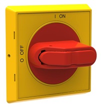 Rukojeť uzamykatelná třemi zámky 5-8mm blokování dveří žluto-červená