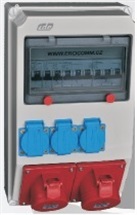 Zásuvková skříň 3x230V,1x400V/16A,1x400V/32A, jističe,IP44