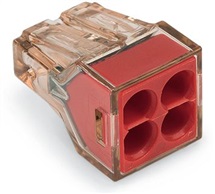 Svorka krabicová 773-604 transparentní 4x1,5-4,0 rudá