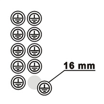 Štítek "Znak uzemnění v kruhu černá/bílá" (1.6 cm) fólie