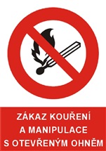 Štítek "Zákaz kouření a manipulace s otevřeným ohněm" (A4) fólie