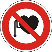 Štítek "Zákaz vstupu s kardiostimulátorem" (5 cm) fólie