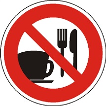 Štítek "Zákaz jídla a pití" (15 cm) fólie