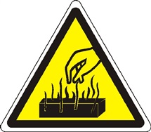 Štítek "Pozor nebezpečí popálení" (10x10cm) fólie