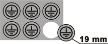 Štítek "Znak uzemnění v kruhu sříbrná/černá" (1.9 cm, aršík 90 ks) fól