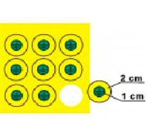 Štítek "Znak uzemnění v kruhu žlutá/zelená" (2 cm, aršík 90 ks)