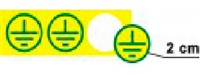 Štítek "Znak uzemnění v kruhu žlutá/zelená" (2 cm, aršík 90 ks)