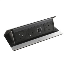Pop-up krabice do nábytku 8M (3Z, USB A+C 15W) broušený hliník