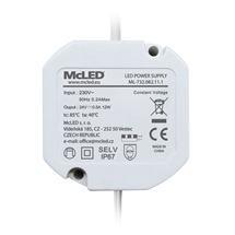 LED zdroj napájecí 24V DC 12W 0,5A do krabice KU68 IP67 McLED