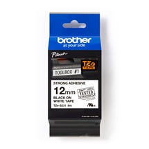 Páska BROTHER 12mm/8m bílá/černý tisk (laminovaná extrémně adhezní)